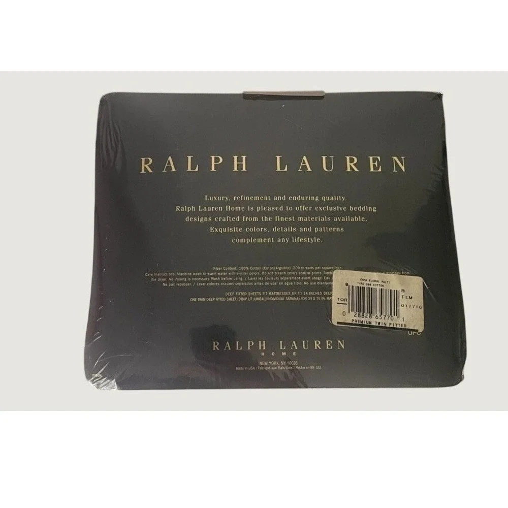 Vintage Ralph Lauren Emma Floral Twin Sheet Set Flat & Deep Fitted NOS USA